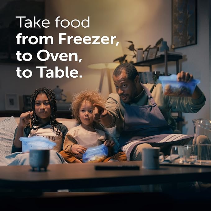 Ziploc Endurables Medium Pouch, 2 Cups, Reusable Silicone Bags and Food Storage Meal Prep Containers for Freezer, Oven, and Microwave, Dishwasher Safe (Pack of 4)