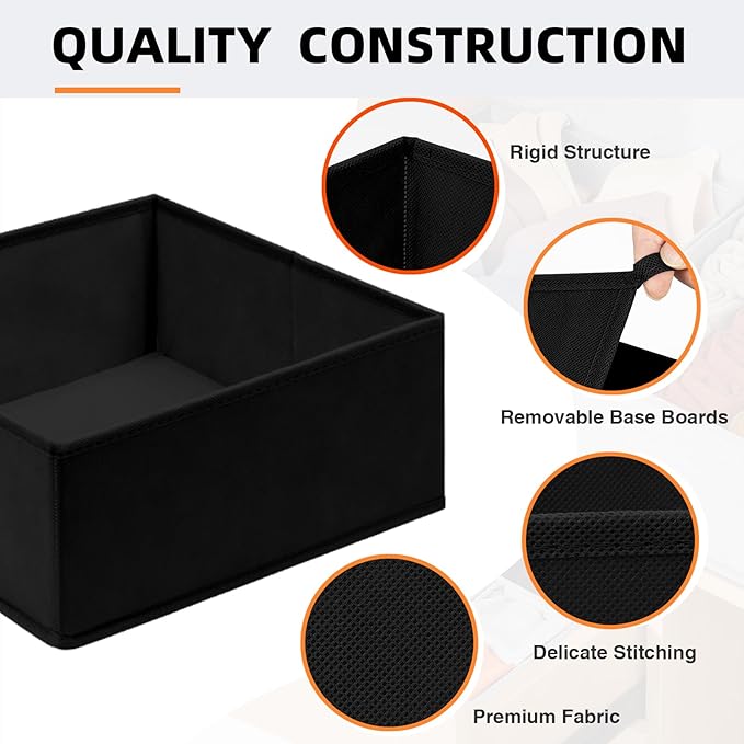 Criusia Closet Drawer Organizer Clothes, 15 Pack Dresser Organizer for Baby Clothes, Fabric Drawer Dividers for Nursery Bedroom (Black)