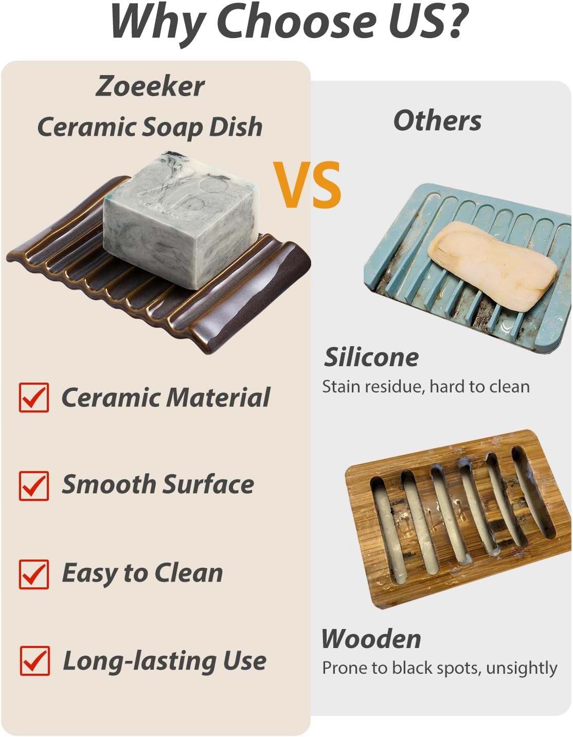 Bar Soap Holder Ceramic Soap Dish Japanese Style for Countertop & Saver for Shower Sink and Kitchen, with Self Drain, Lift Soap Keep Dry, Purple