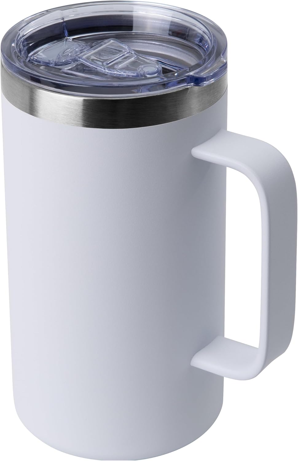 DOMICARE 24oz Mug with Handle and Lid, Stainless Steel Coffee Mug, Reusable Insulated Cup, Travel Mug with Handle, Double Wall Vacuum Coffee Tumbler for Men and Women, White, Pack 1