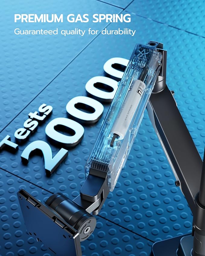 ARES WING Single Monitor Mount with USB, Ultrawide Monitor Arm for 24 to 57 Inch Heavy Duty Curved Screen, Adjustable Gas Spring Monitors Arm Stand up to 66LBS with 75/100/200 Vesa Mount, Black