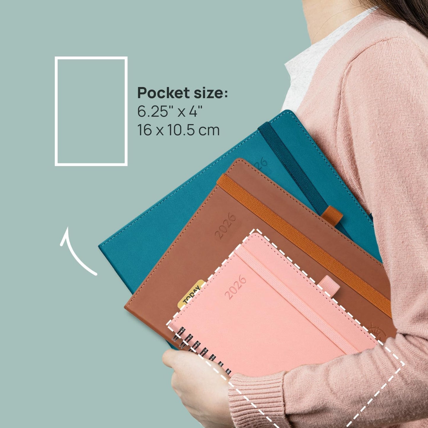 POPRUN Monthly Planner 2025-2026 Pocket Size (4" x 6.25") 18 Months Calendar (Jul 2025 - Dec 2026) - 4 Pages per Month with Monthly Expense & Notes, Sunday Start, Leather Cover - Night Sky Blue