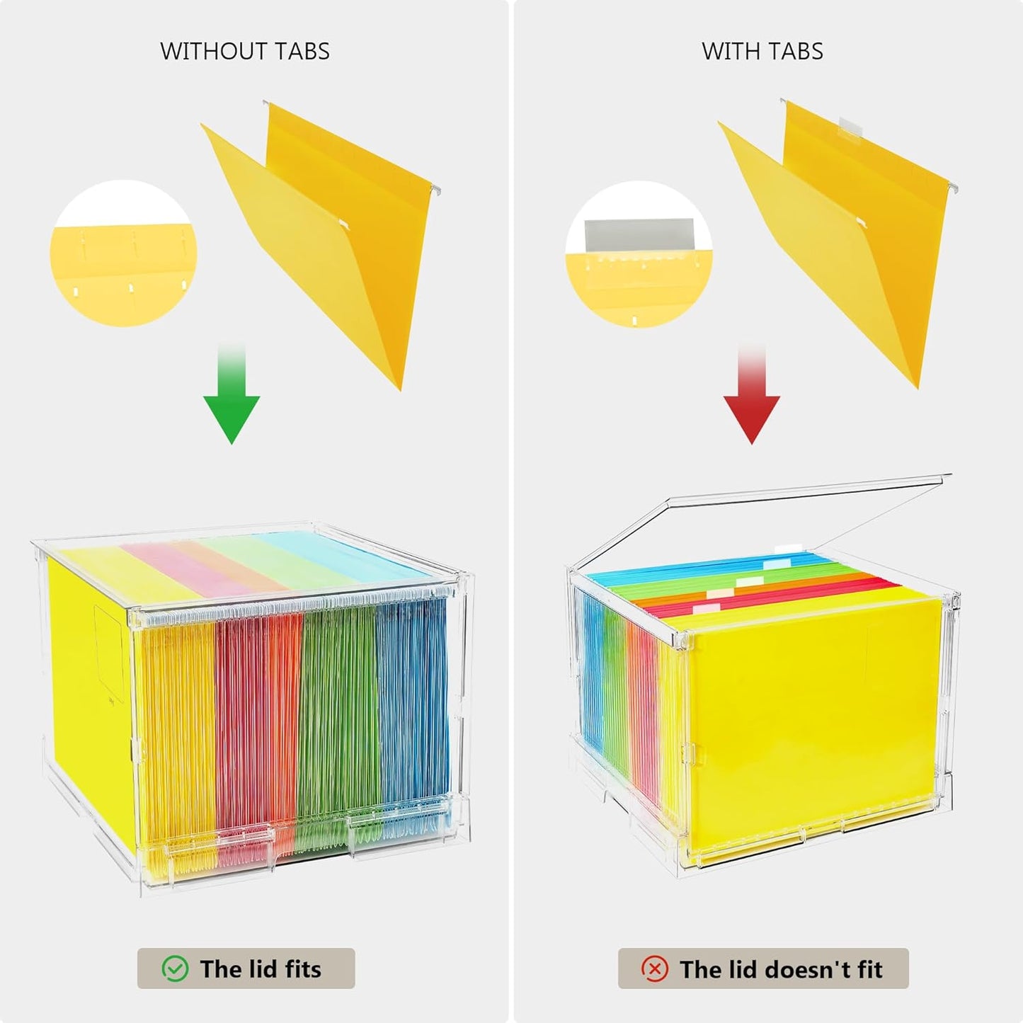 MUKAI File Organizer Box with Lid, Collapsible File Folder Organizer with Slide, Hanging File Folder Box, for Office Document Storage with Desktop organizer (3)