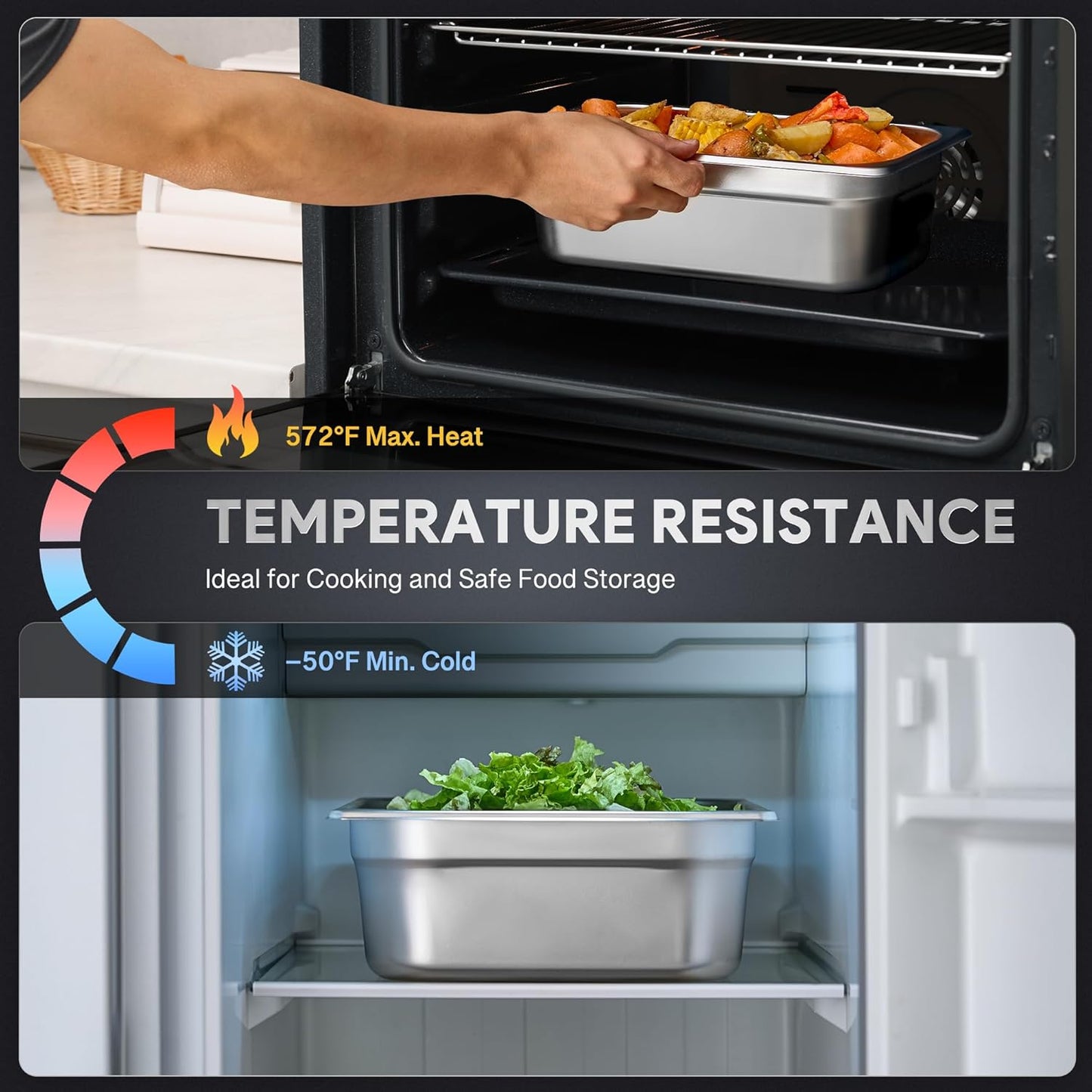 Wilprep 6 Pack Hotel Pans, 1/3 Size 4 in Deep Steam Table Pans with Lids, Food Grade Stainless Steel Hotel Pans, 4.2 qt Catering Food Storage Pans for Buffets Events Restaurants, NSF Listed