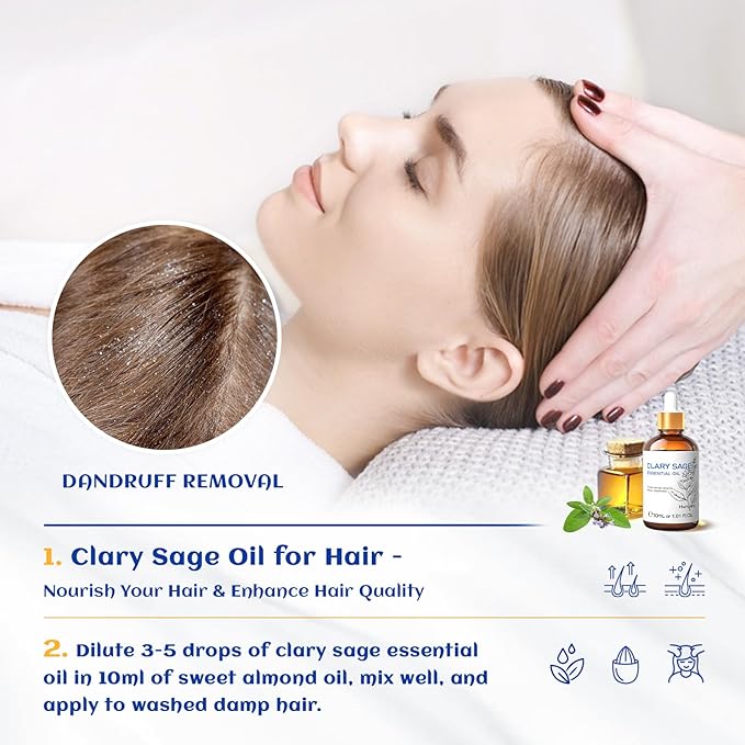 HIQILI 1 Fl Oz Clary Sage Oil Essential Oil, 100% Pure Undiluted for Diffuser, Aromatherapy - 30ml