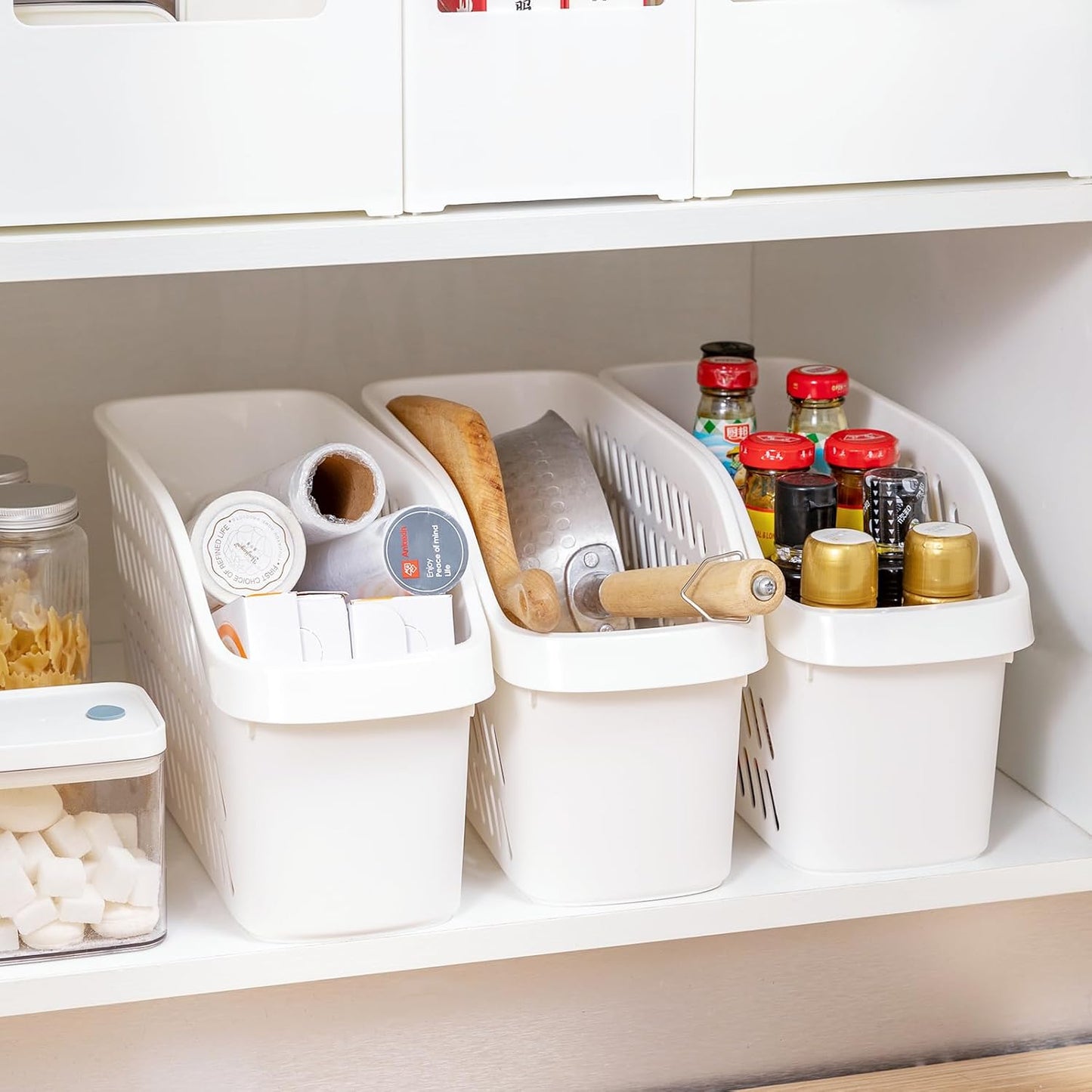 3 Pack Under Sink Organizer with Wheels Pull Out Kitchen Bathroom Cabinet Organizers and Storage Multi-purpose Plastic Organizer Baskets for Cleaning Supplies, Bottles