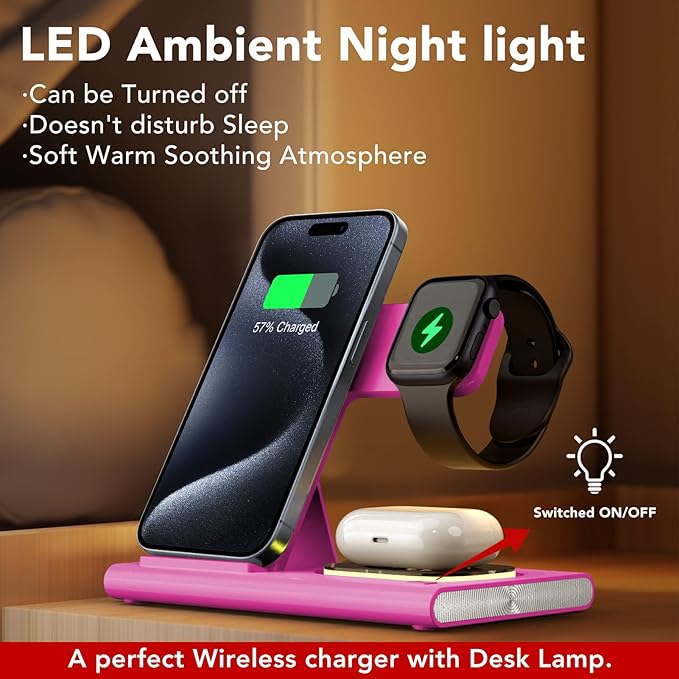 3 in 1 Charging Station for iPhone 17 - Wireless Charger for Apple Devices for iPhone 17 16 15 14 13 12 11 Pro Max - Foldable Wireless Charging Station Dock Stand for Apple Watch Series & AirPods