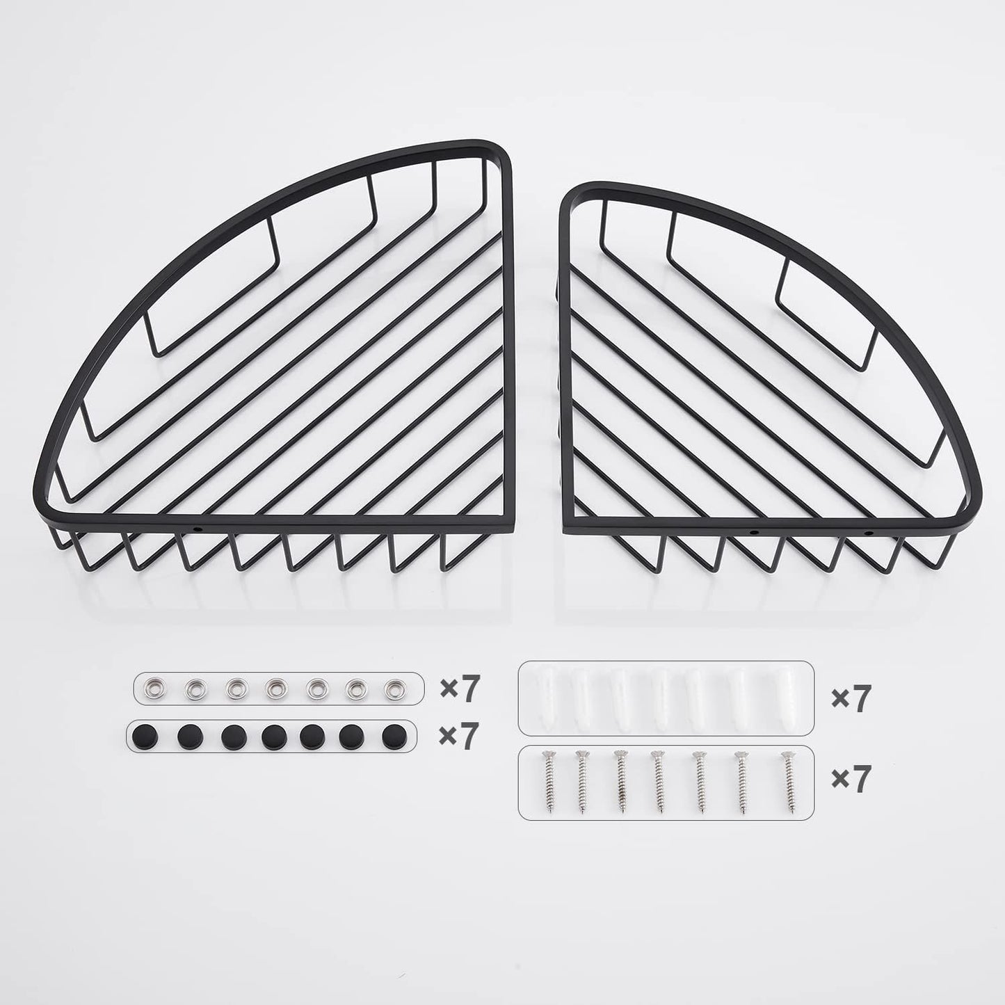 Corner Shower Caddy Organizer, SUS304 Stainless Steel Heavy Duty Rust-Proof Shelf, Wall Mounted Storage Rack for Bathroom, 2 Packs Matte Black