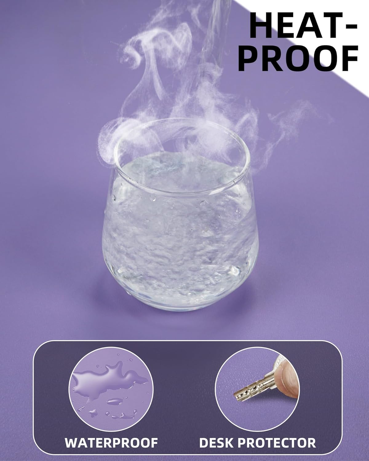 Leather Desk Pad Protector,Desk Mat,Large Mouse Pad, Non-Slip Desk Pad, Waterproof PU Leather Desk Blotter Mat, Desk Cover for Office and Home (Light Purple, 36" x 17")