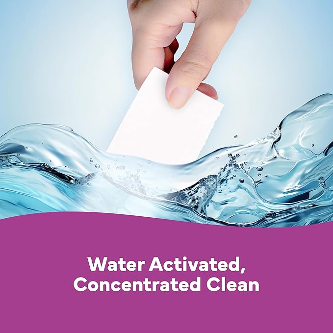 Tru Earth Compact Dry Laundry Detergent - Up to 64 Loads (32 Sheets) - Paraben-Free - Original Eco-Strip Liquidless Detergent, Travel Sheets - Lilac Breeze | Packaging May Vary