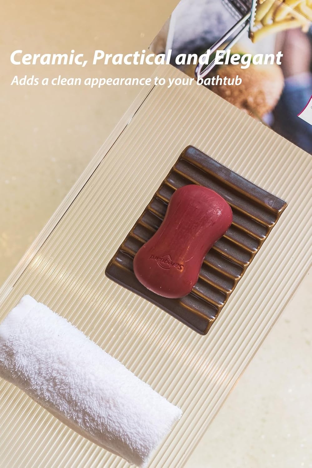 Bar Soap Holder Ceramic Soap Dish Japanese Style for Countertop & Saver for Shower Sink and Kitchen, with Self Drain, Lift Soap Keep Dry, Purple