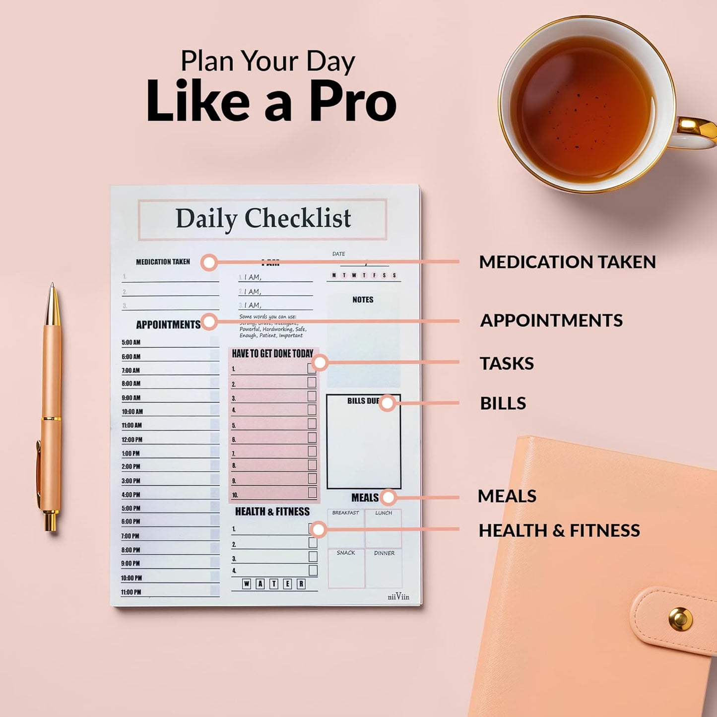 ADHD Planner for Adults & Women - 2026 Productivity Planner & Daily To Do List & Task Notepad, Neurodivergent Tools for Adults, Undated Full Focus Organization Pad with 50 Tear-Off Sheets, 8.5 x 11 Inch