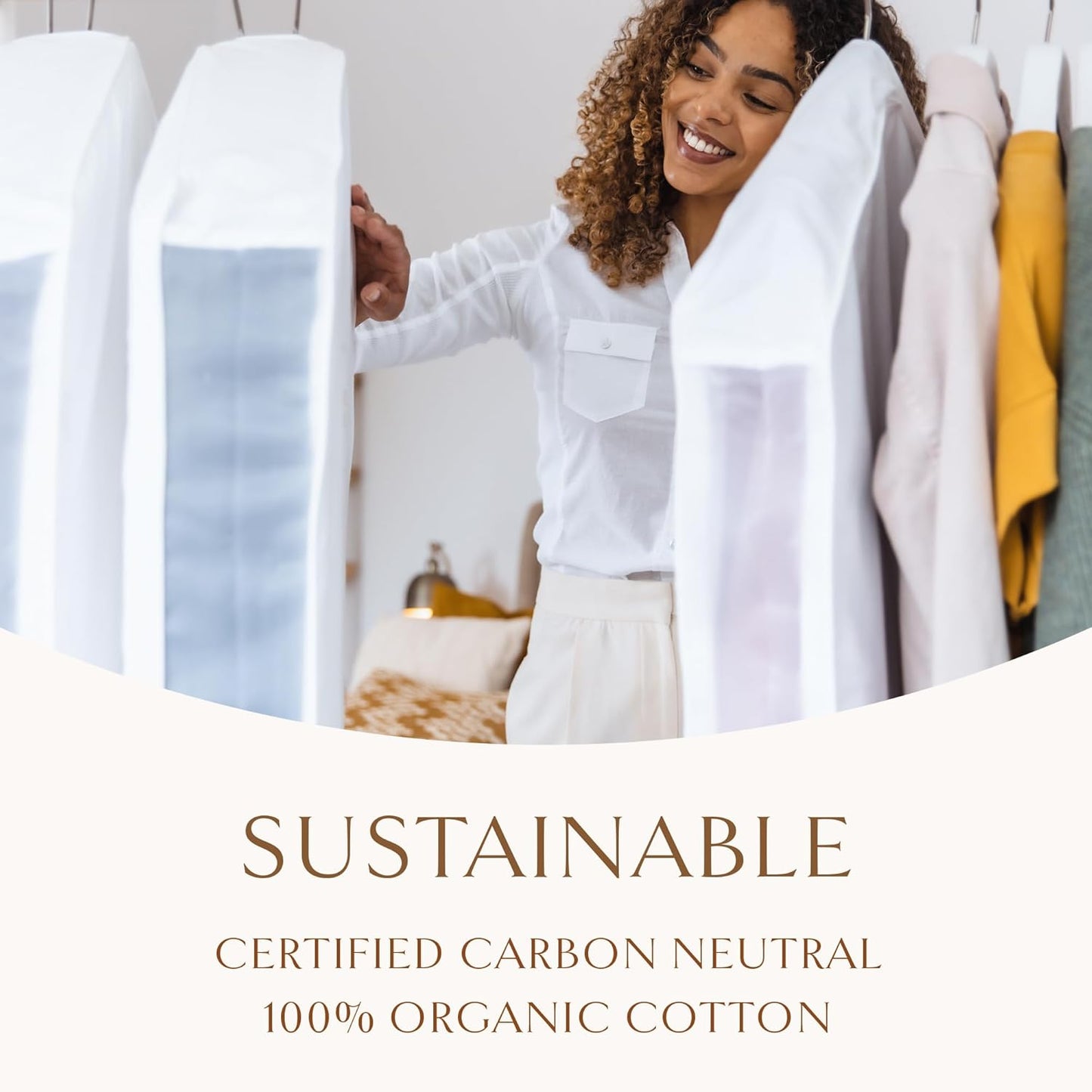 Hayden Hill Luxury Organic Cotton Garment Storage Bag - Long 58 Inch Dress Bag - Breathable & Moth-Proof For Full Length Dresses & Coats - Clothes Bags for Hanging Organization - Carbon Neutral