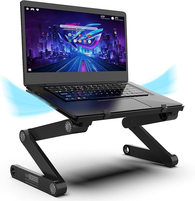 WorkEZ Adjustable Laptop Stand for Desk, Adjustable Height Laptop Stand, Ergonomic Foldable Portable PC Holder, Computer Riser, Home Office Supplies