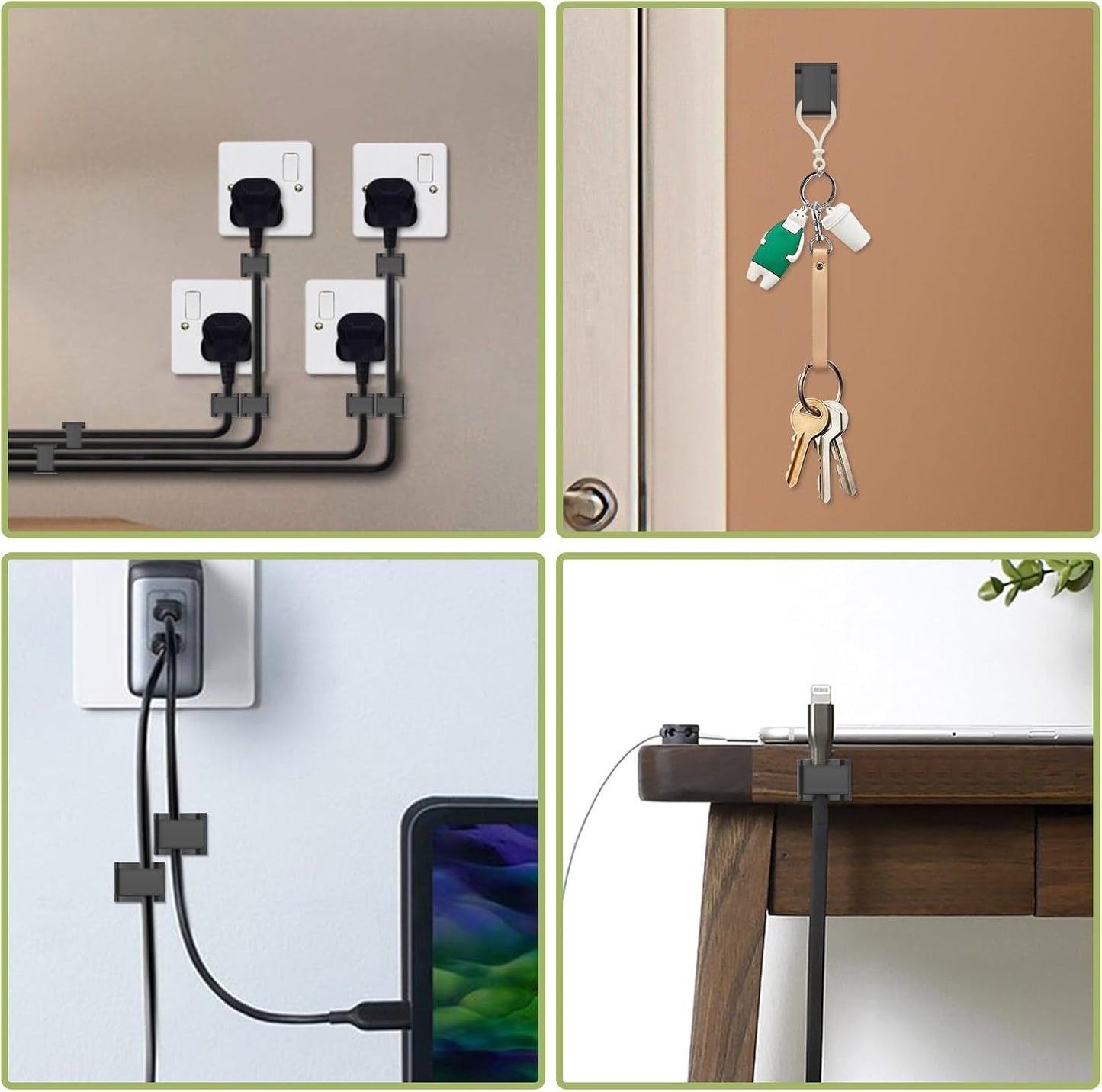 80 PCS Light Strip Mounting Clips Black Self Adhesive Led Light Fasteners Mounting Holder Cable Clamp Organizer for 10mm Light Strip (10 mm)