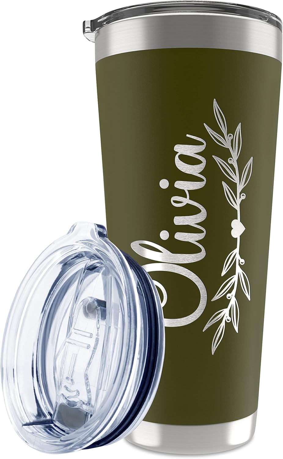 Be Burgundy Personalized Tumbler with Engraved Name - 12 Designs, 30 Oz Coffee Tumbler with Slider Lid, Army Green, Double Wall Insulated - Gift for Men, Husband, Personalized Gift for Him