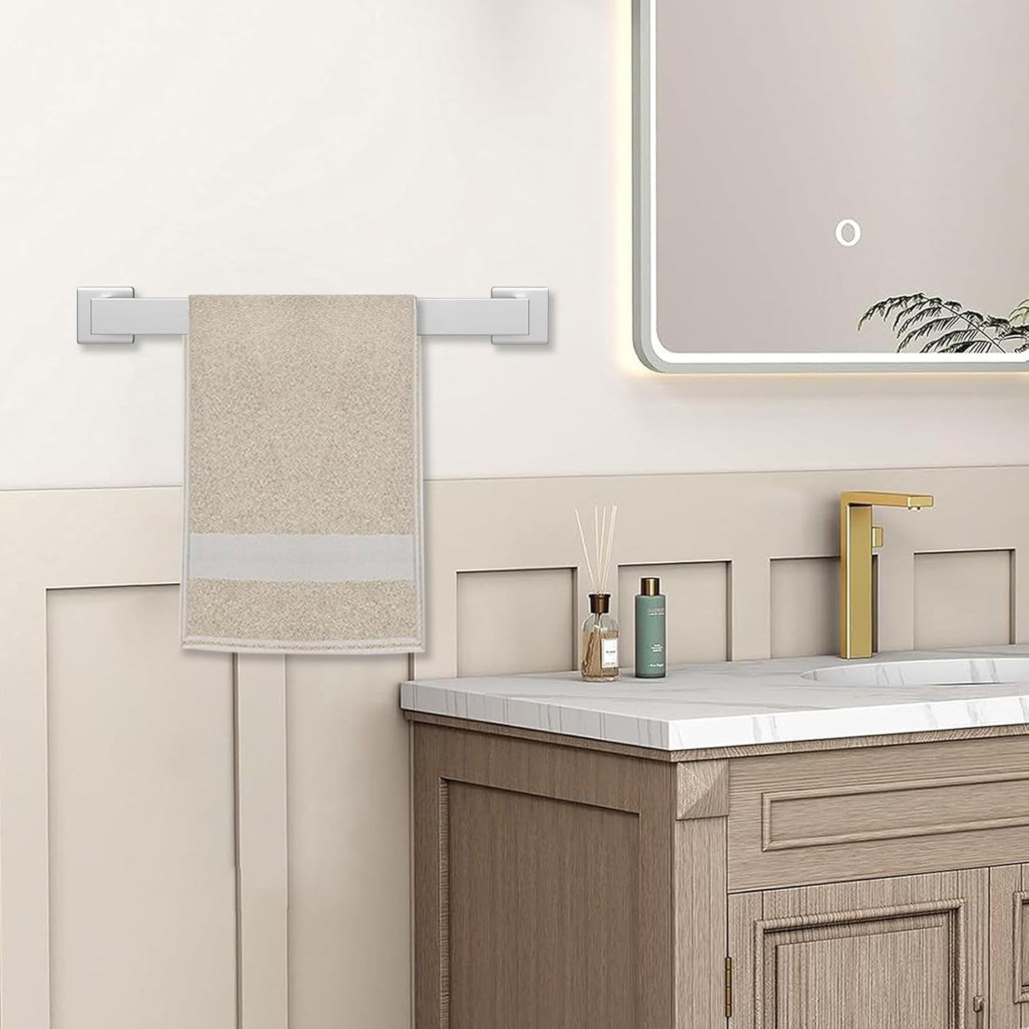 5 Piece Bathroom Towel Bar Set - SUS304 Stainless Steel Bath Towel Holder, 15.7 Inch Towel Racks for Bathroom Wall Mounted, Bathroom Hardware Accessories Set - Brushed Nickel