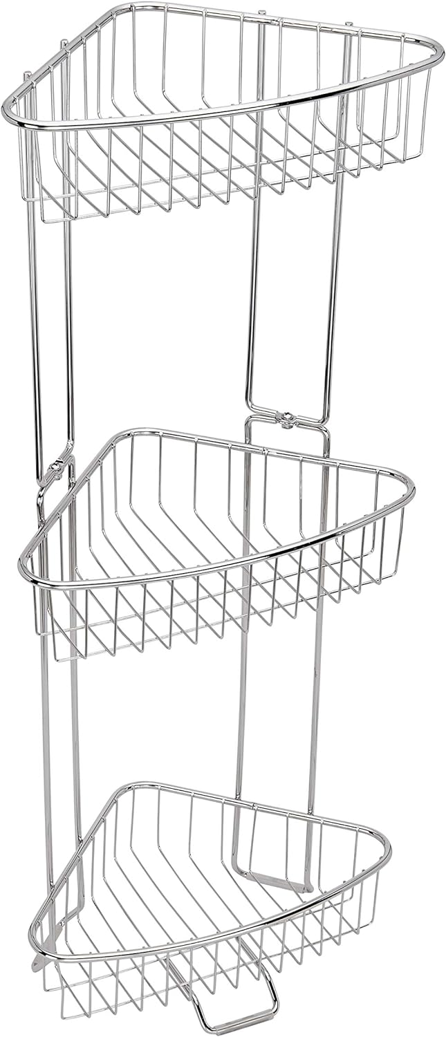 ToiletTree Products Stainless Steel Floor Shower Caddy - Corner Caddy Shelf for Bathroom and Bath Storage - Rust-Proof Caddy for Shampoo, Soap, and More