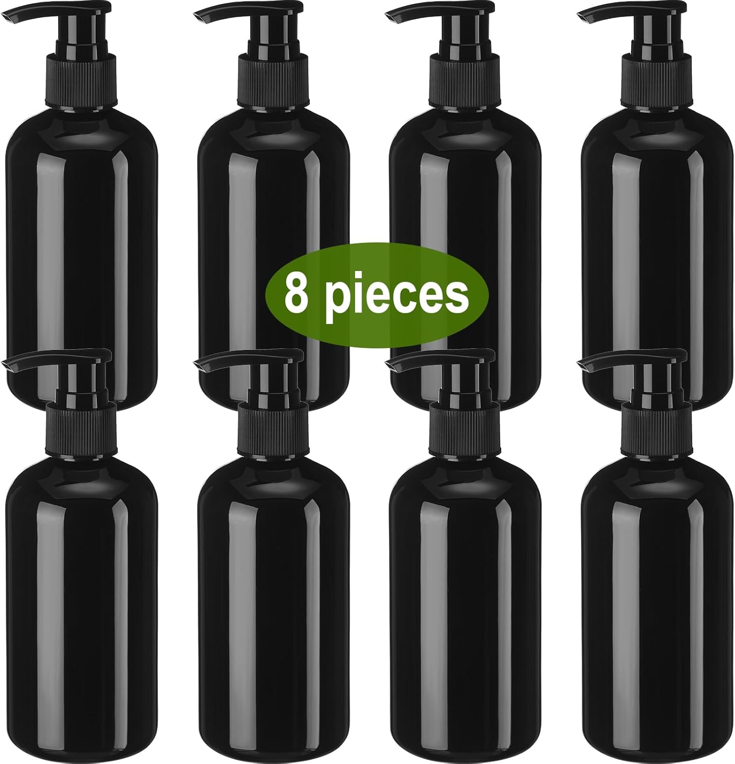 8 Pcs Plastic Pump Bottles Empty Lotion Bottle with Pump Refillable Dish Soap Dispenser Portable Hand Soap Dispenser Shampoo Lotion Container for Oil Liquid Soap(Black,8.5 oz)