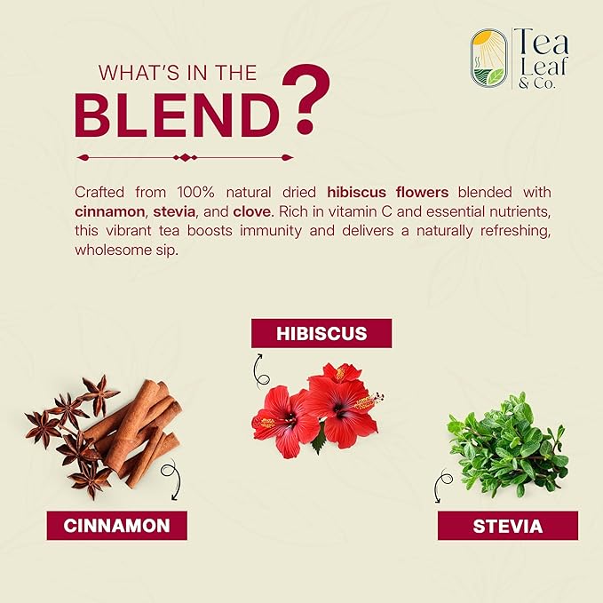 Sweet Hibiscus Cinnamon Green Tea Bags (50 Count), Caffeinated, Real and Natural, Blended with Fresh Herbs and Spices, Gluten Free