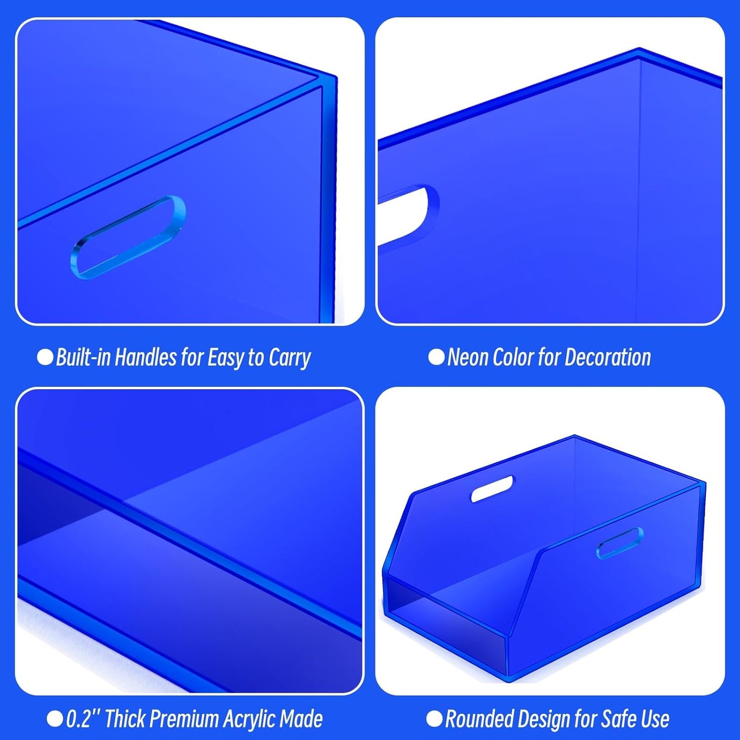 Gelite Stackable Storage Bin Organizer with Handles Acrylic Storage Container for Toy Pantry Kitchen Cabinet Bathroom Closet Office Organization, 11.4x7.5x5.1'', Navy Blue