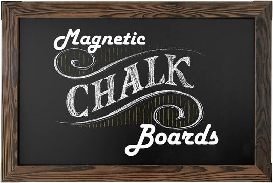 Loddie Doddie Magnetic Chalkboard Sign - 20 x 30 in Rustic Wood Frame - Easy-Erase Surface & Chalkboard Calendar for Wall - Magnet Board for Wall