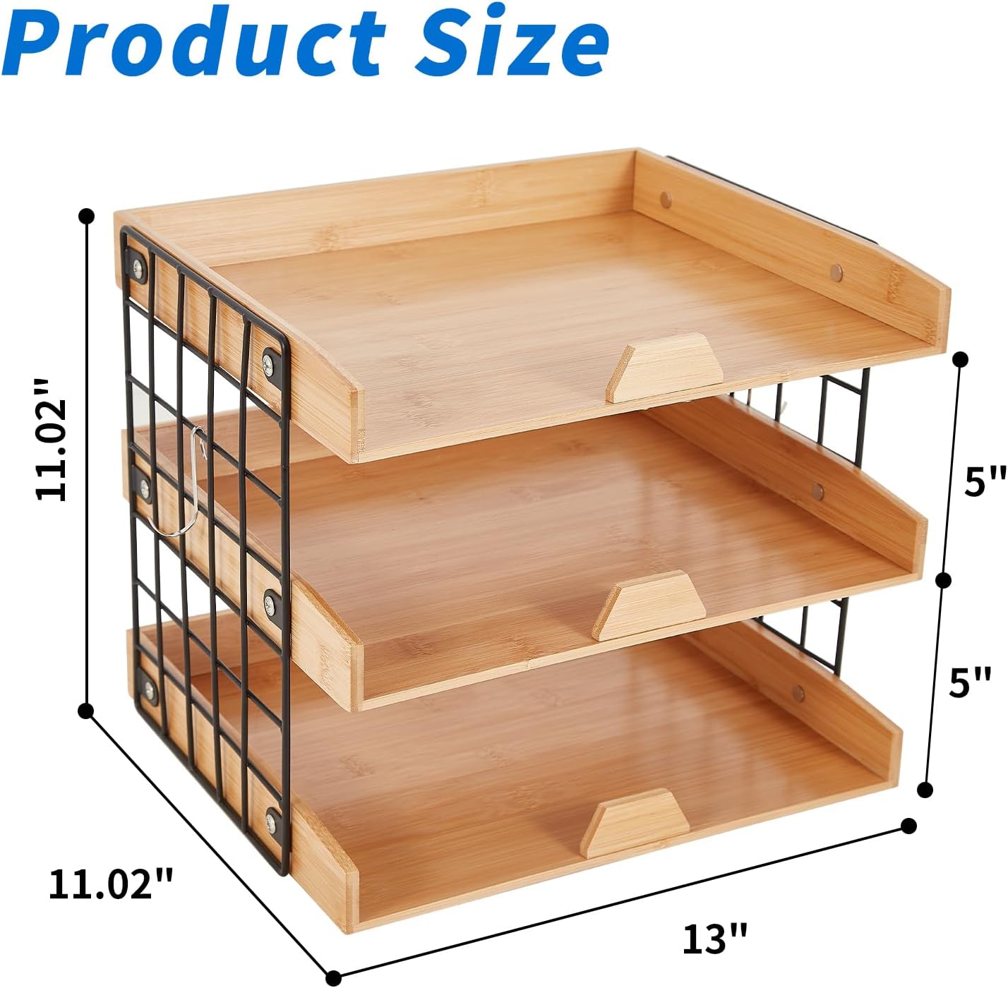 3-Tier Wood Paper Tray, Inbox Tray for Desk, Letter File Trays Desk Organize Office Supplies Accessories, Workspace Desktop Storage for Home, Office, School