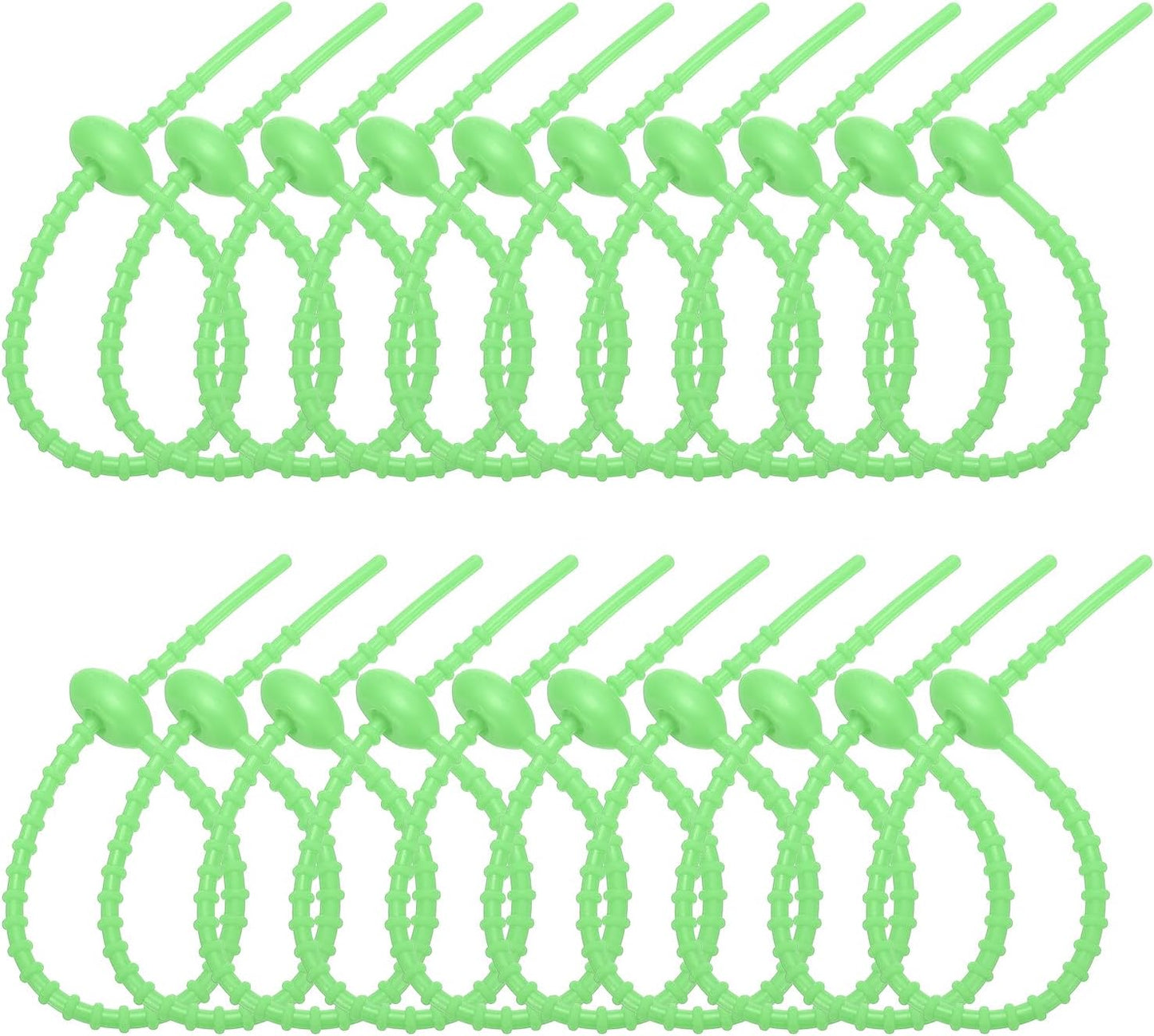 PATIKIL 8 Inch Silicone Cable Ties, 20pcs Rubber Reusable Twist Zip Ties Organizer for Home Office Kitchen Food bags Wires Adjustable Bag Clip, Green