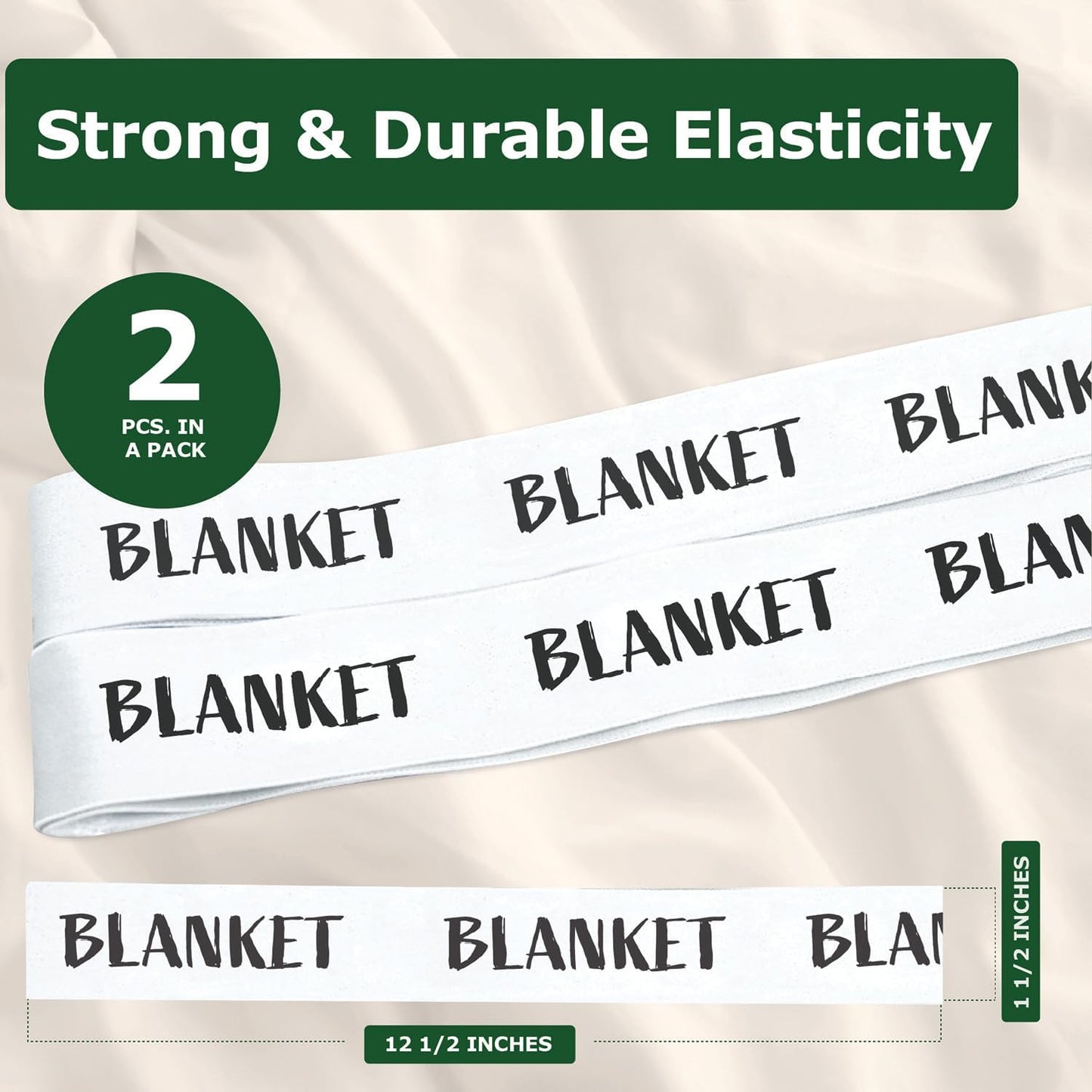 ECOHomes Bed Sheet Organizer and Storage Size Label Bands | Bed Sheets Set Organizers for Linen Closet Organization - Elastic Bedding Band Labels for Organizing Bedsheet (Blanket 2 PCs Pack | White)