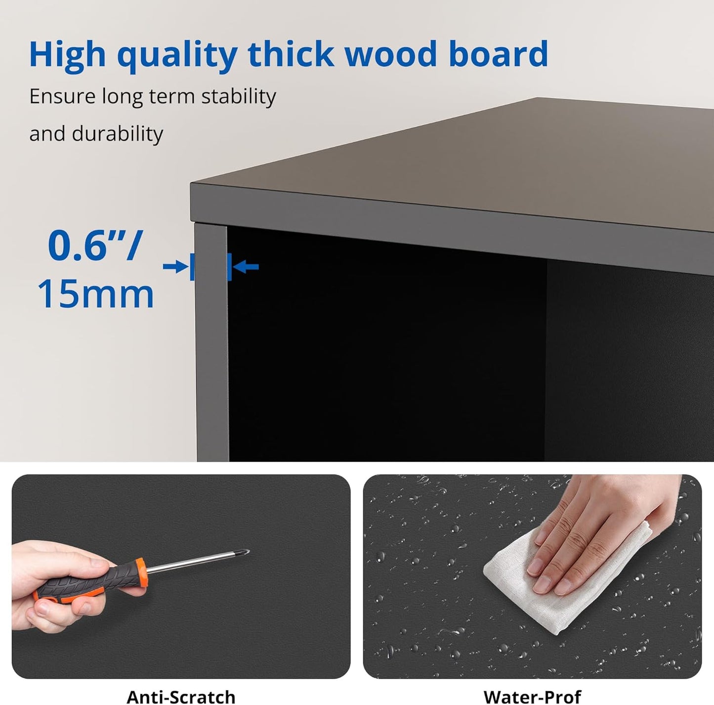 Cozy Castle Black Wood Bookcase,12 Cube Storage Organizer Bookshelf with 4 Doors,3 Tier Storage Cabinet with Adjustable Shelves for Bedroom, Living Room, Office