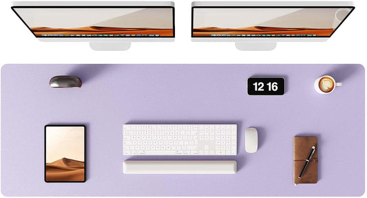 YSAGi Leather Desk Pad Protector, Office Desk Mat, Large Mouse Pad, Non-Slip PU Leather Desk Blotter, Laptop Desk Pad, Waterproof Desk Writing Pad for Office and Home (Light Purple, 47" x 17")