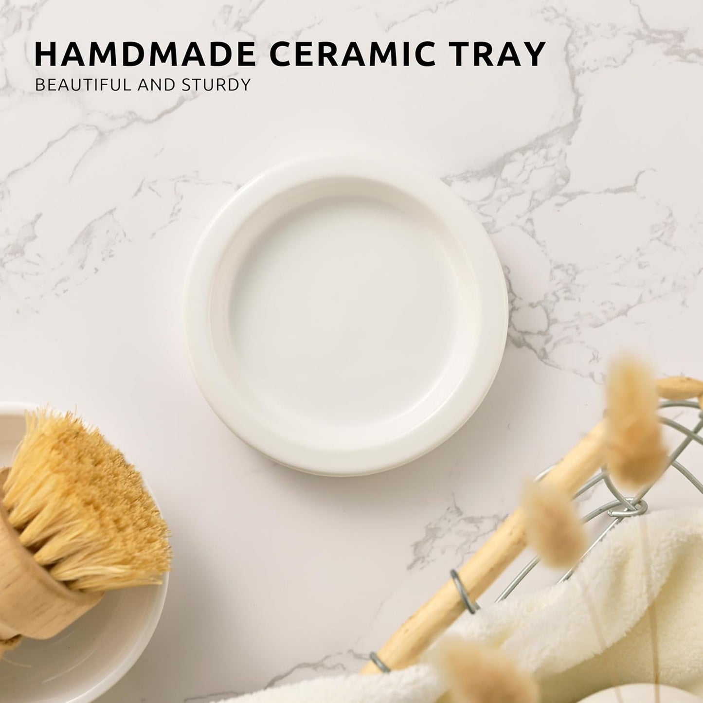 Glass Soap Dispenser Set by Janxin,Bathroom Soap Dispenser Set with Ceramic Tray,Luxury Bathroom Accessories,Modern Kitchen Decor (White+Silver(Hand Soap))