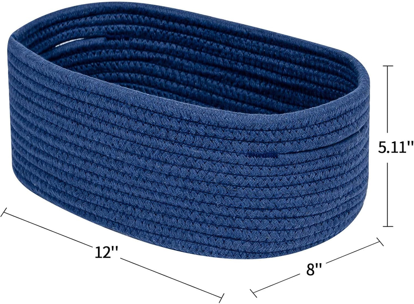 CubesLand Storage Basket, Cotton Rope, Navy Blue, 2 Pack, Organizing/Storage, Closet, Shelves, Decorative