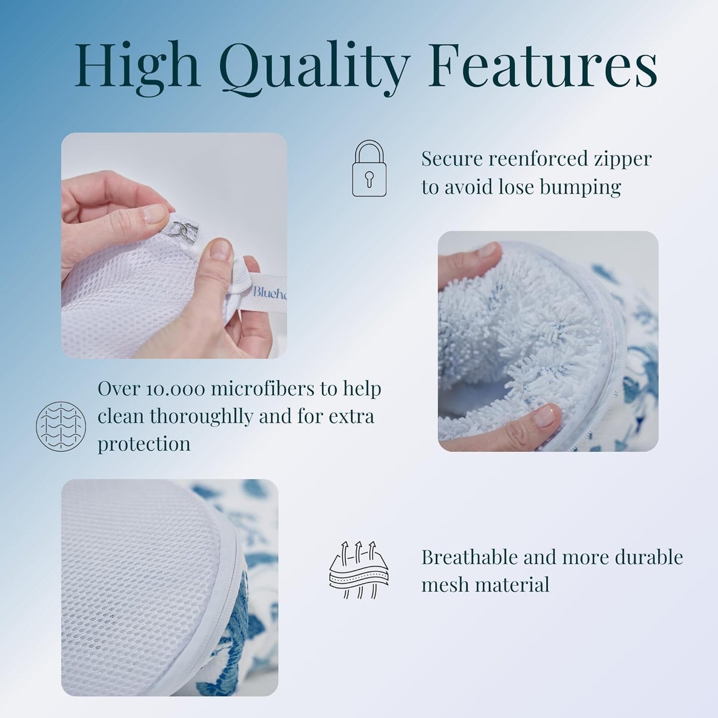 Shoe Washing Machine Bag with Sneaker Brush – 2-Pack Reusable Chenille Laundry Bags for Sneakers, Delicates, Travel & Storage – Ocean Print Stylish Design – by Bluehome