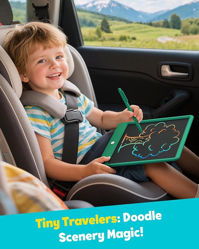 TEKFUN LCD Writing Tablet for Kids Boys Toys, 12 Inch Erasable Doodle Board Colorful Drawing Pad, Board Games Outdoor Travel Toys Gifts for Toddlers Boys Adults (Green)