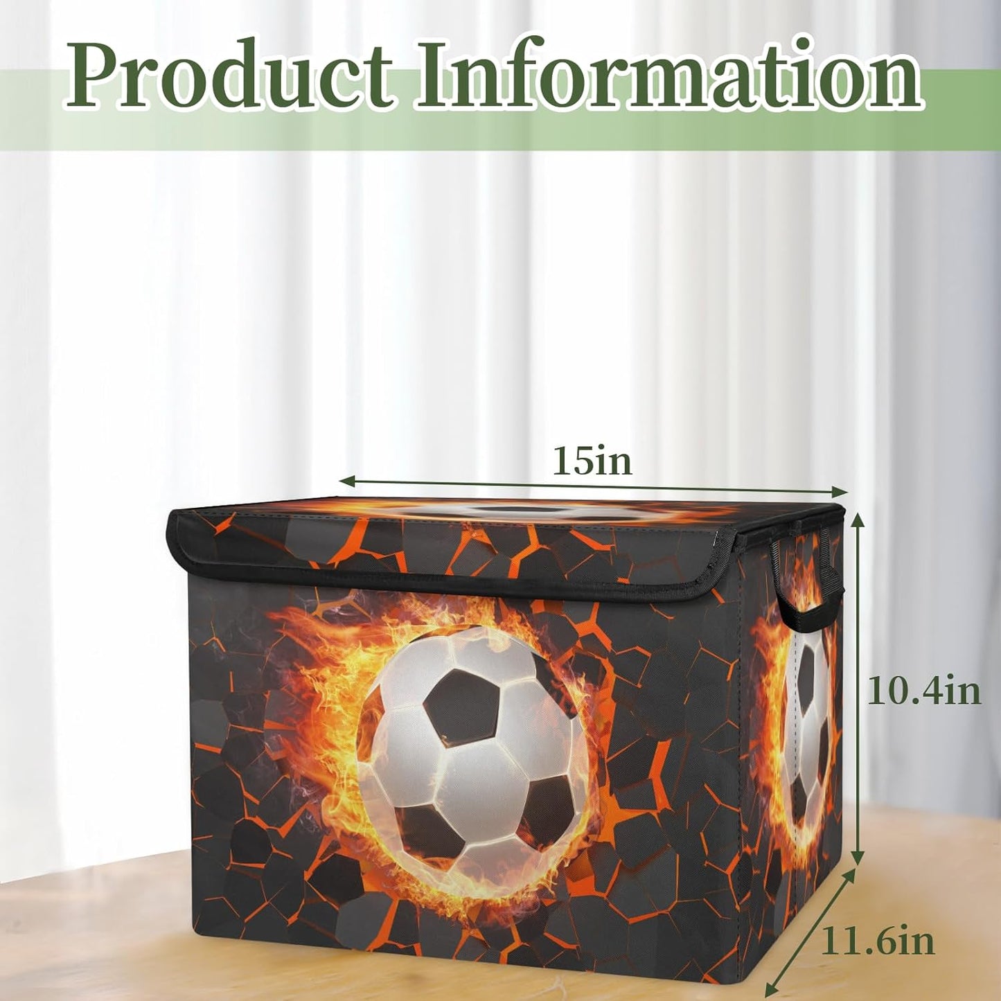 Closet Storage Bins Storage Baskets for Organizing with Flip-Top Lid & Handles, 27 Quart Large Linen Closet Organizers and Storage Cubes, Decorative Wardrobe Boxes for Organization (Cool Soccer)