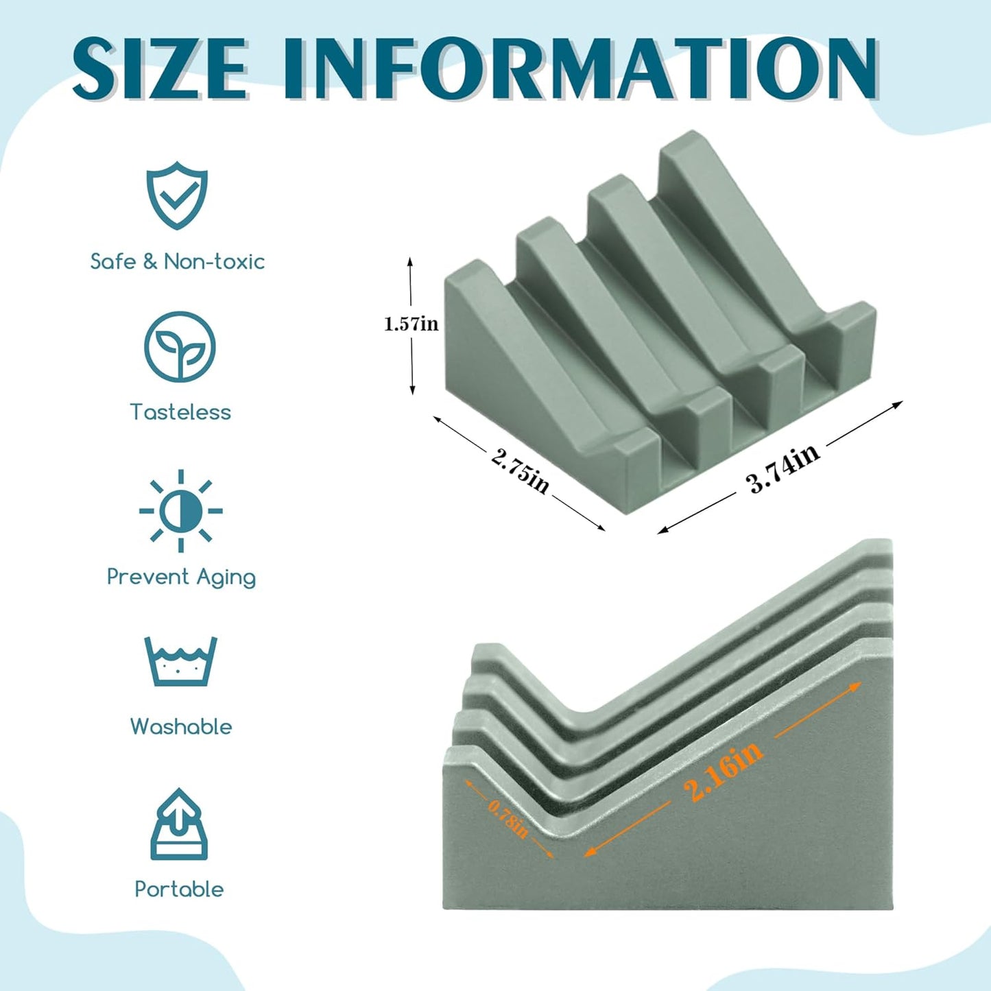 Self Draining Soap Dish Holder,Silicone Soap Dish,for Bathroom,Kitchen, Sponges，Can Extend Soap Life，Keep Soap Bars Dry and Easy Cleaning (2, Green)