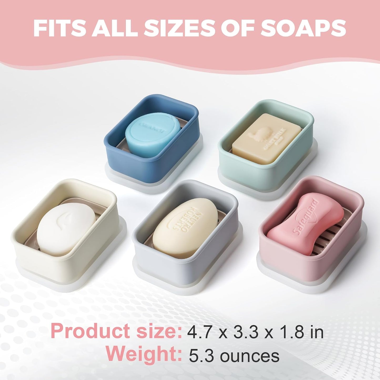 Compact Leakproof Travel Soap Case with Lid & Silicone Strap - Portable Draining Soap Bar Holder for Gym, Bathroom, Camping - Lightweight Silicone Soap Dish Container (Pink)