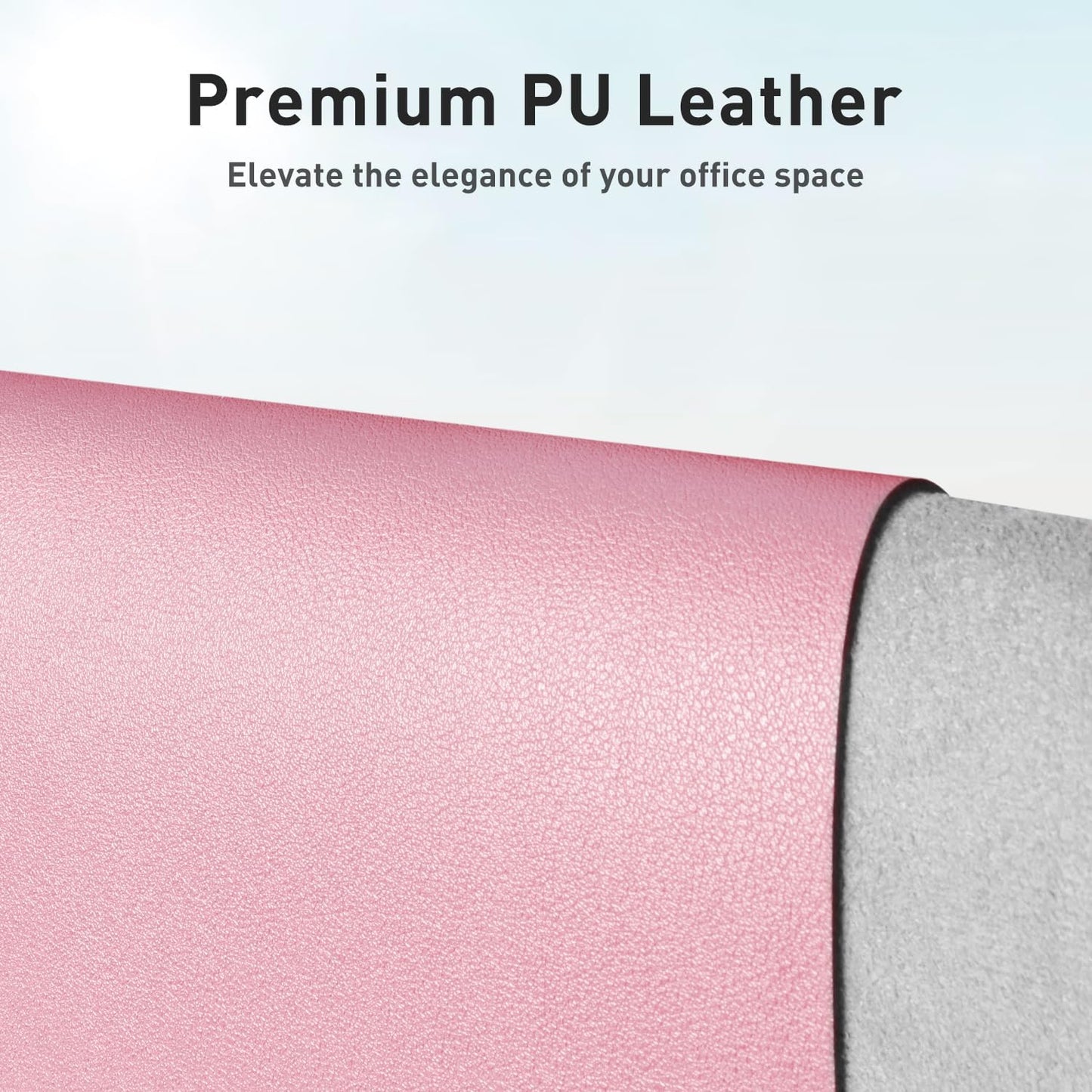 Aothia Faux Leather Desk Mat – Large Mouse Pad, Non-Slip PU Leather Blotter, Waterproof Writing Surface for Office and Home (Fairy Pink, 47.2" x 23.6")