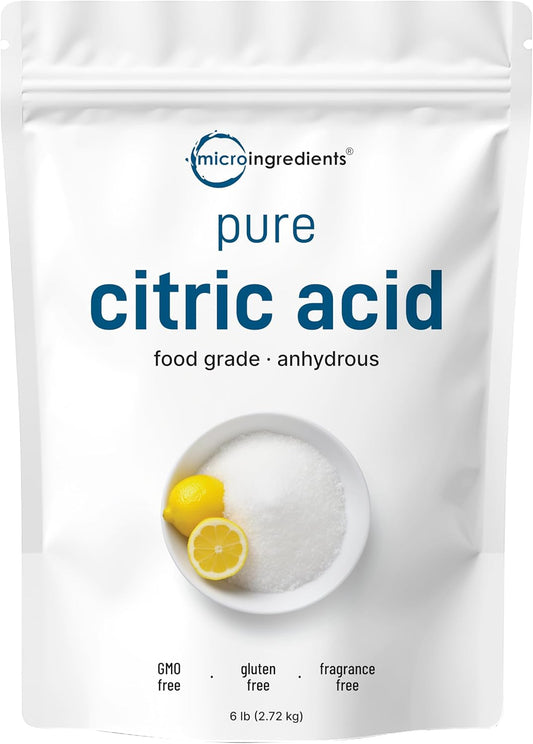 Citric Acid 6 Pounds, Food Grade, Fine Granular Powder | 100% Pure, Concentrated Anhydrous Form | Natural Preservative + Great for Cooking, Cleaning, & DIY Bath Bombs | Non-GMO