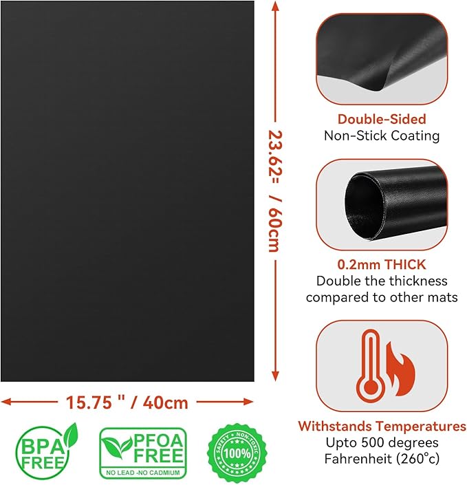 Oven Liners for Bottom of Oven, 2 Pack Reusable Large Thick Heavy Duty Teflon Oven Mat Set, Non Stick Oven Mats for Bottom of Electric Oven Gas Oven Toaster Oven Microwave Stove Grill, Easy to Clean