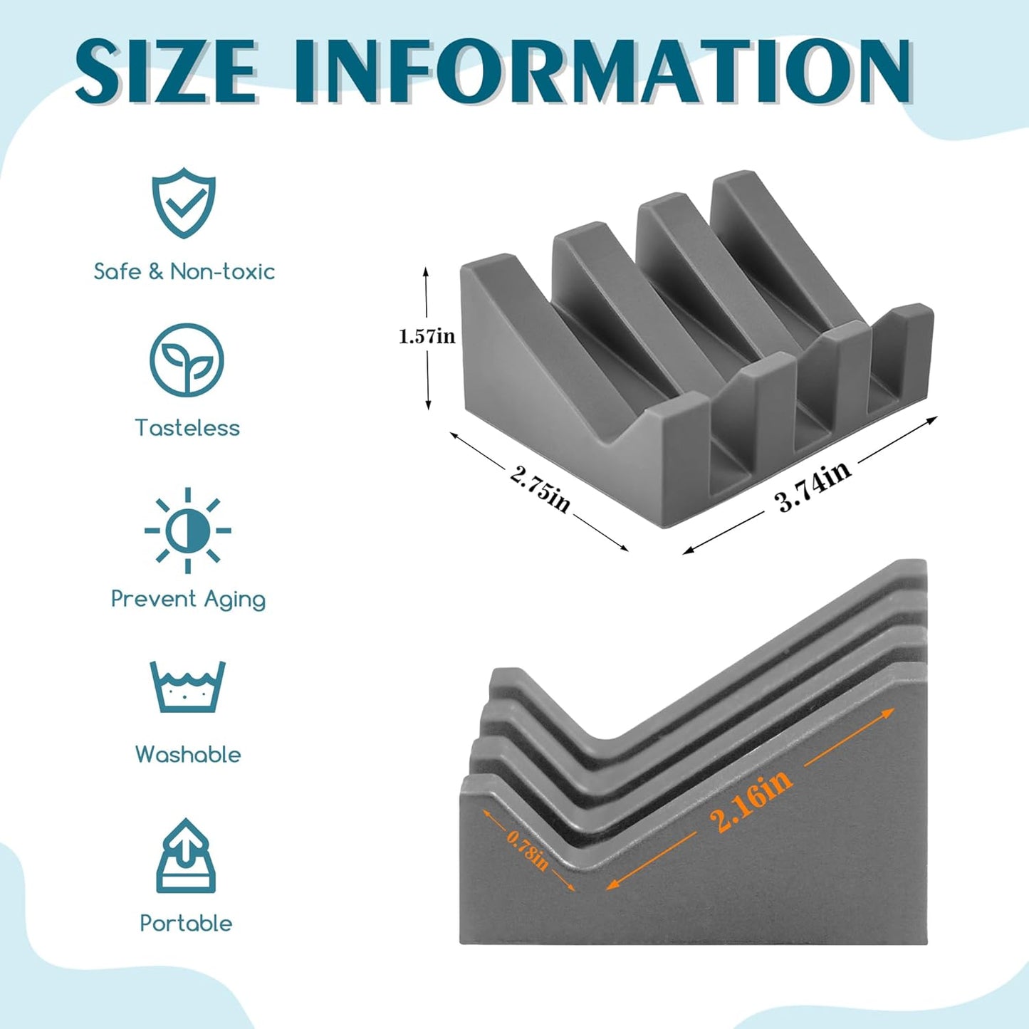 Self Draining Soap Dish Holder,Silicone Soap Dish,for Bathroom,Kitchen, Sponges，Can Extend Soap Life，Keep Soap Bars Dry and Easy Cleaning (2, Grey)