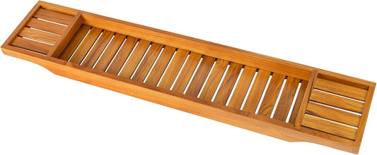 VaeFae Teak Bathtub Tray, Wooden Bath Caddy for Bathtub, Bath Tub Wood Table for Tub