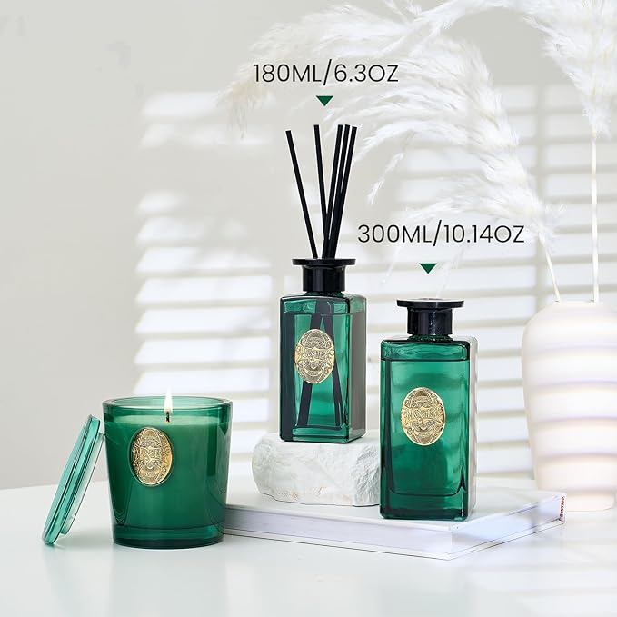 M&SENSE 10.14 oz Large Reed Diffuser Set | Forset Scent Home Oil Diffuser with Sticks | Hotel Collection Non-Toxic Essential Oil |for Bedroom Bathroom Living Room