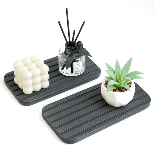 Diatomite Stone Sink Tray Drying Mat for Kitchen Sink Bathroom Counter Trays Diatomaceous Earth Dish Water Absorbing Stone Quick Dry Soap Tray Dispenser Holder Black Bathroom Decor Accessories