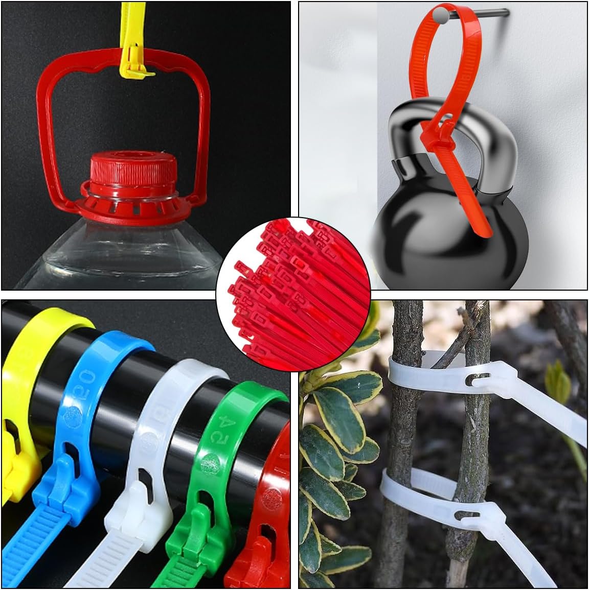 100 PCS 8 Inch Reusable Zip Ties Red – Adjustable Cable Tie, 36 LBS Strength for Home, Car, Office & Wire Management (Self-Locking, Indoor/Outdoor Use)