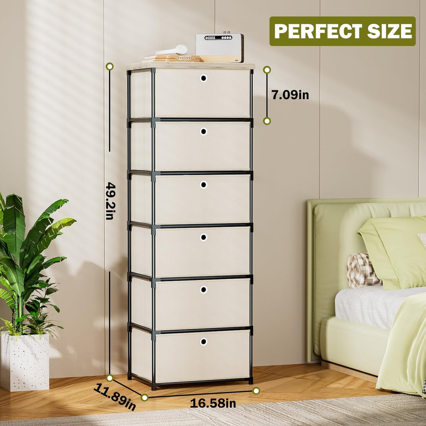 Fabric Storage Drawers Dresser and Chest of Drawers, Small Dresser with Drawers Unit, Sturdy Fabric Storage Bin Organizer for Closet