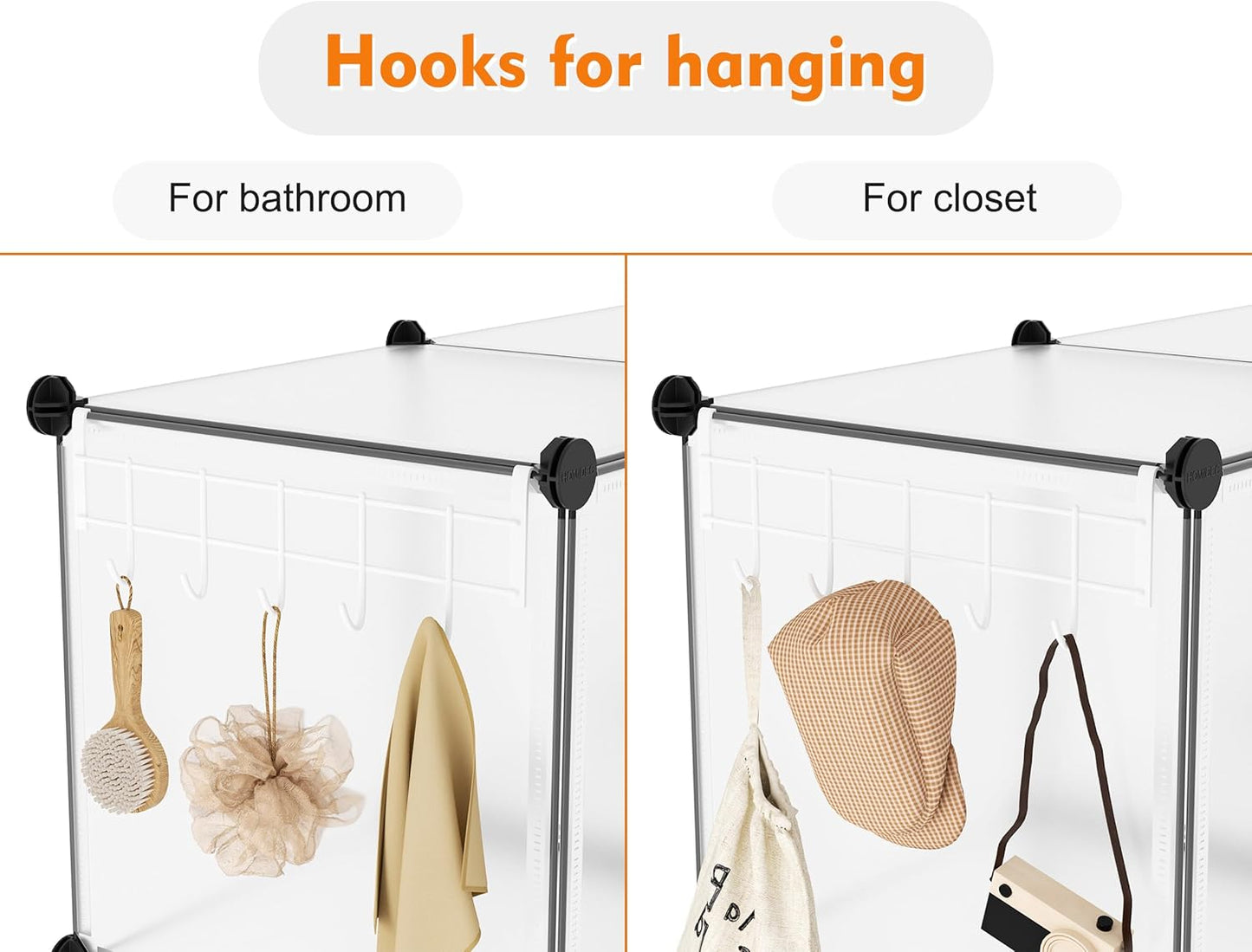 HOMIDEC 6-Cube Storage Organizer, Closet Organizer Storage Shelf Bookcase Bookshelf with Metal Hammer, Storage Cubes Organizer Cabinet for Kids, Closet, Bedroom, Bathroom, (11.8x11.8x11.8 inch)