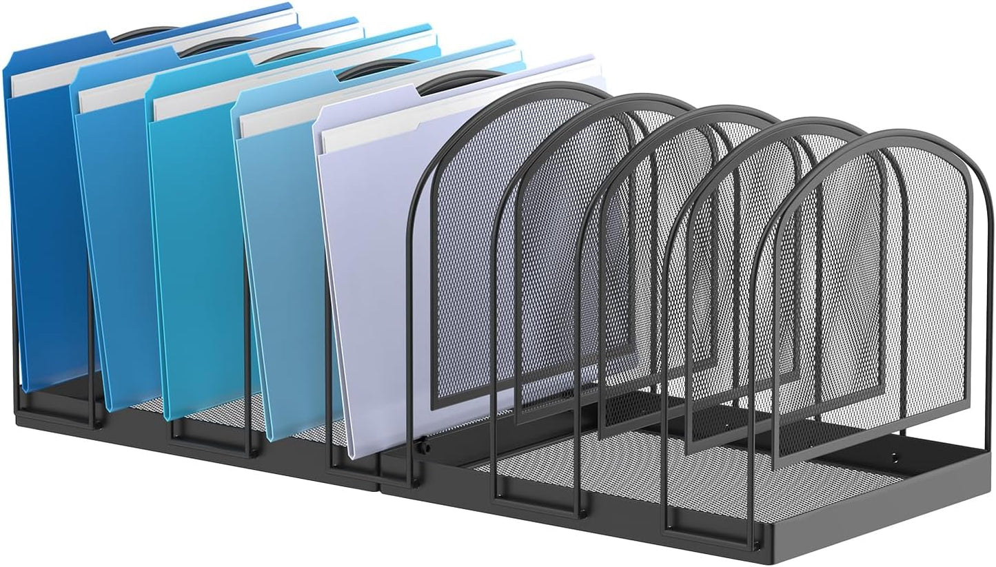 SUPEASY File Organizer for Desk, 9-Section Mesh Desk Organizer, Vertical File Holder Desktop Organizer File Sorter, File Folder Holder for Office Supplies, Black
