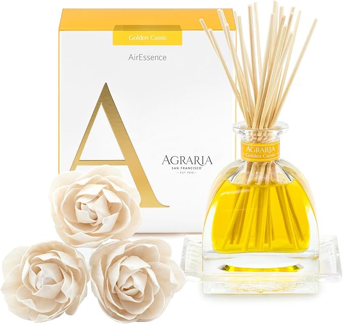 AGRARIA AirEssence Flower and Reed Diffuser Set, Handmade Sola Flower Botanical Home Fragrance Set, Scented Oil Reed Diffuser Gift for All Occasions